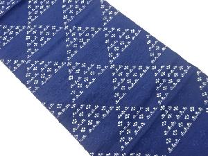 手織り紬鱗に草花模様織出し名古屋帯